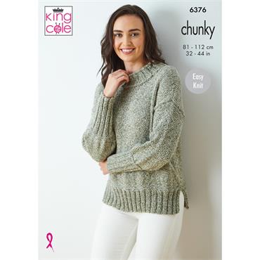 King Cole Pattern 6376 Sweater and Vest Top in Simply Denim Chunky