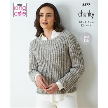 King Cole Pattern 6377 Sweater and Waistcoat in Simply Denim Chunky