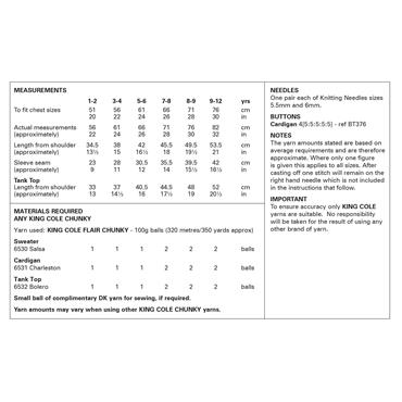 King Cole Pattern 6380 Sweater, Cardigan and Tank Top in Flair Chunky