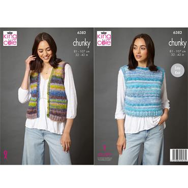 King Cole Pattern 6382 Waistcoat and Tank Top in Flair Chunky