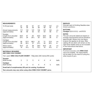 King Cole Patten 6383 Sweater and Cardigan in Flair Chunky