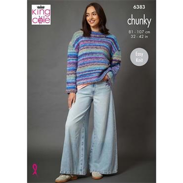 King Cole Patten 6383 Sweater and Cardigan in Flair Chunky