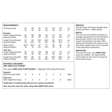 King Cole Pattern 6385 Sweater and Tank Top in Flair Chunky