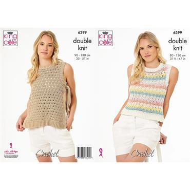 King Cole Pattern 6399 Tank Tops Crocheted in Cottonsoft DK