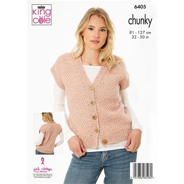 King Cole Pattern 6405 Ladies Sweater and Waistcoat in Big Value Chunky