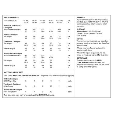 King Cole Pattern 6417 Family Cardigans in Aran 