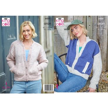 King Cole Pattern 6420 Ladies Cardigans in Aran 