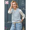 King Cole Pattern 6423 Ladies Round and V-Neck Tanks in Aran