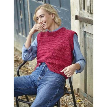 King Cole Pattern 6423 Ladies Round and V-Neck Tanks in Aran