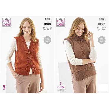 King Cole Pattern 6428 Slipover and Waistcoat in Wool Aran