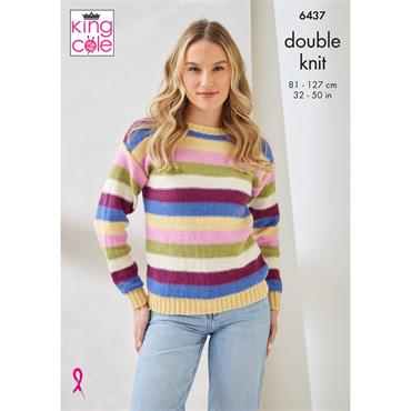 King Cole Pattern 6437 Sweater and Cardigan in DK