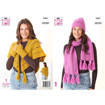 King Cole Pattern 6441 Accessories Crocheted in Aran