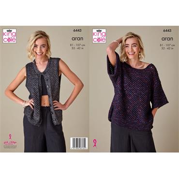 King Cole Pattern 6443 Waistcoat & Top in Firefly Aran