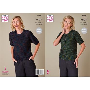 King Cole Pattern 6444 Cardigan & Sweater in Firefly Aran