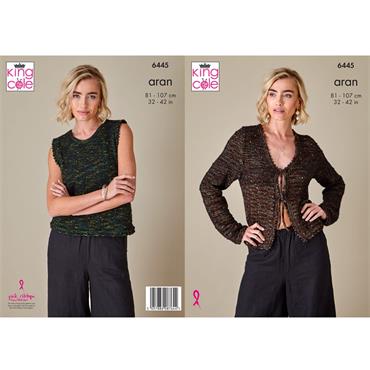 King Cole Pattern 6445 Tank Top & Cardigan in Firefly Aran