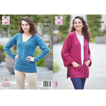 King Cole Pattern 6456 Sweater & Cardigan in DK