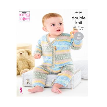 King Cole Pattern 6460 Cardigan and Trousers in Baby Fjord DK