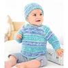 King Cole Pattern 6461 Baby Sweater, Cardigan and Hat in Baby Fjord DK