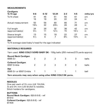 King Cole Pattern 6462 Baby Cardigans & Hats in Baby Fjord DK