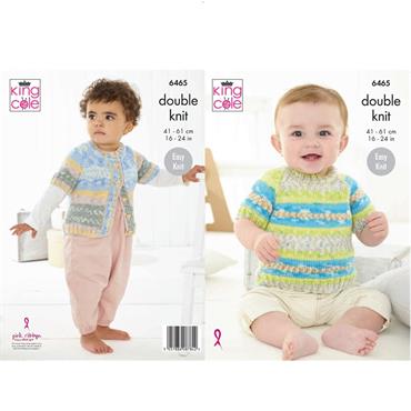 King Cole Pattern 6465 Baby Cardigan & Sweater in Baby Fjord DK