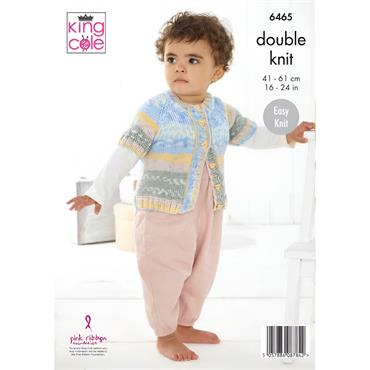King Cole Pattern 6465 Baby Cardigan & Sweater in Baby Fjord DK
