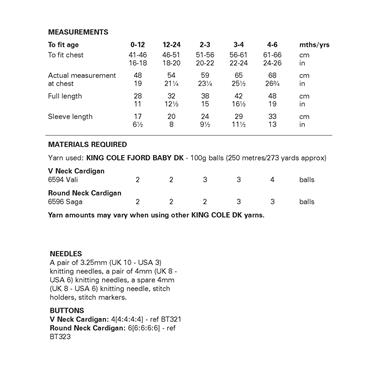 King Cole Pattern 6466 Baby Cardigan in Baby Fjord DK
