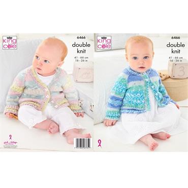 King Cole Pattern 6466 Baby Cardigan in Baby Fjord DK