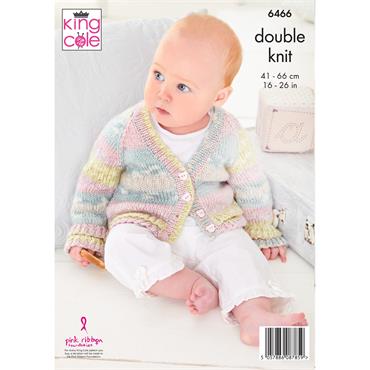 King Cole Pattern 6466 Baby Cardigan in Baby Fjord DK