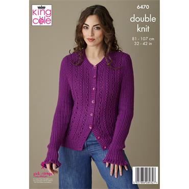 King Cole Pattern 6470 Sweater and Cardigan in Cottonsoft DK