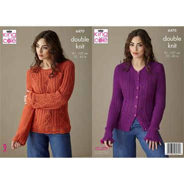 King Cole Pattern 6470 Sweater and Cardigan in Cottonsoft DK
