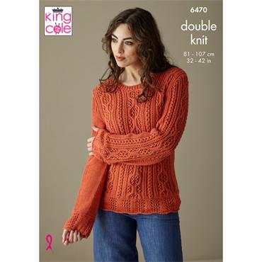 King Cole Pattern 6470 Sweater and Cardigan in Cottonsoft DK