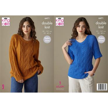 King Cole Pattern 6471 Sweater and Top in Cottonsoft DK