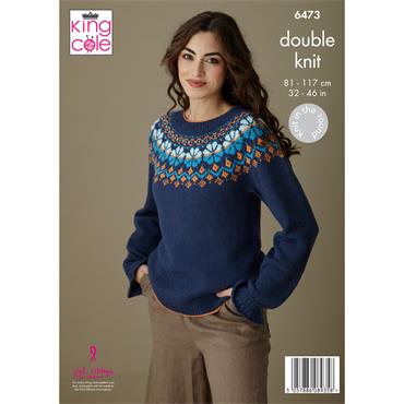 King Cole Pattern 6473 Sweater and Cardigan in DK