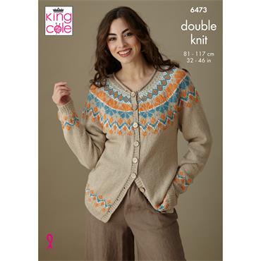King Cole Pattern 6473 Sweater and Cardigan in DK