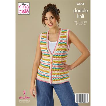 King Cole Pattern 6474 Tank Top and Waistcoat in DK