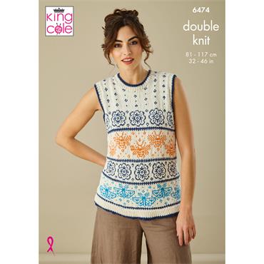 King Cole Pattern 6474 Tank Top and Waistcoat in DK