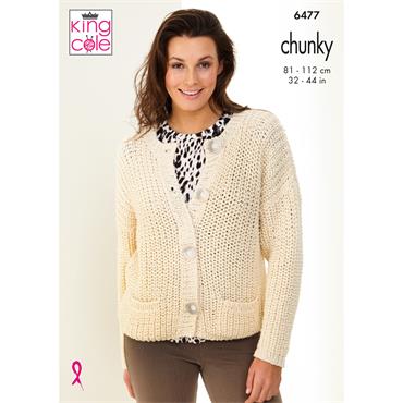King Cole Pattern 6477 Sweater and Cardigan in Chunky