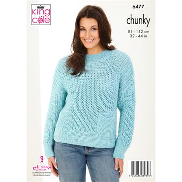 King Cole Pattern 6477 Sweater and Cardigan in Chunky