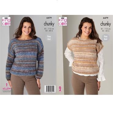 King Cole Pattern 6479 Sweater & Top in Flair Chunky