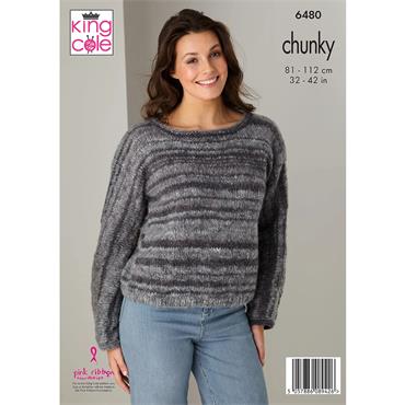 King Cole Pattern 6480 Sweater & Cardigan in Flair Chunky