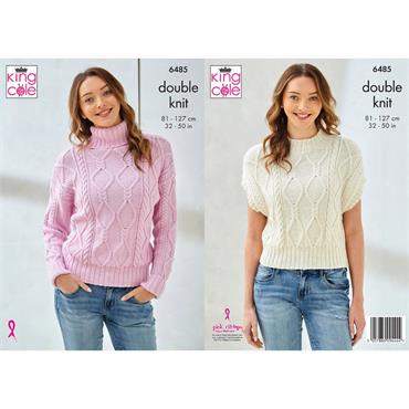 King Cole Pattern 6485 Sweater and Slipover in Cottonsoft DK