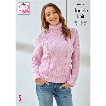 King Cole Pattern 6485 Sweater and Slipover in Cottagesoft DK