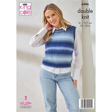 King Cole Pattern 6486 Sleeveless Cardigan & Top in Riot DK