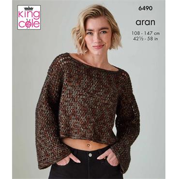 Pattern 6490 Long Sleeve Top and Vest in Firefly Aran