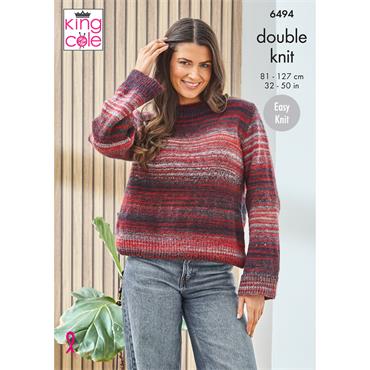King Cole Pattern 6494 Sweaters Cottagespun DK