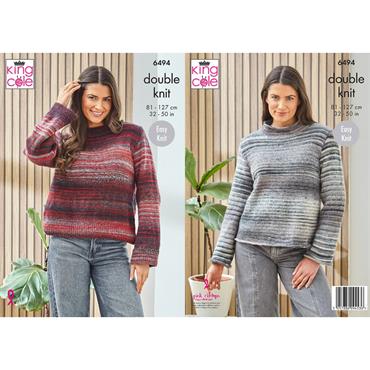 King Cole Pattern 6494 Sweaters Cottagespun DK