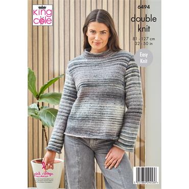 King Cole Pattern 6494 Sweaters Cottagespun DK