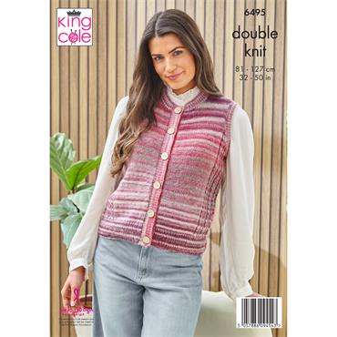 King Cole Pattern 6495 Waistcoast in Cottagespun DK