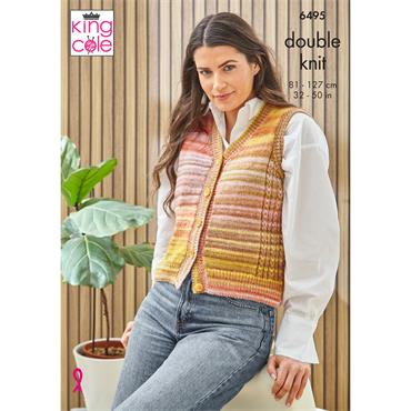 King Cole Pattern 6495 Waistcoast in Cottagespun DK