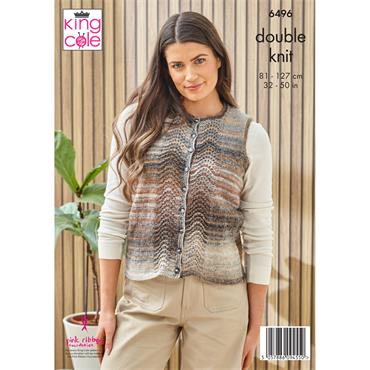 King Cole Pattern 6496 Cardigan and Waistcoat in Cottagespun DK